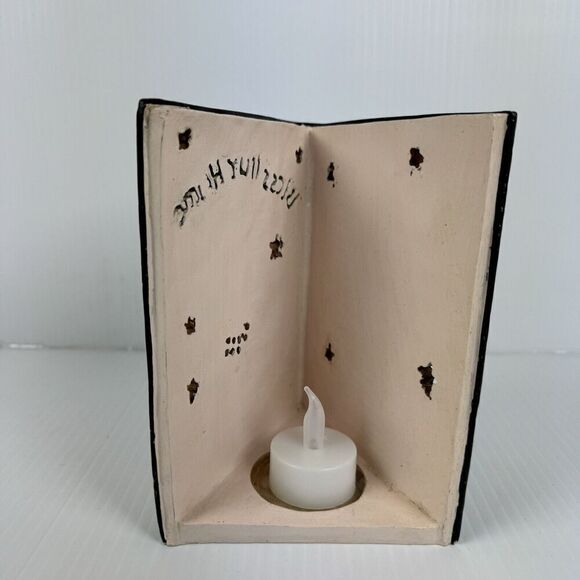 Vintage Crazy Mountain Bless Our Home Snowman Ceramic Tea Light Candle Holder - Picture 4 of 10